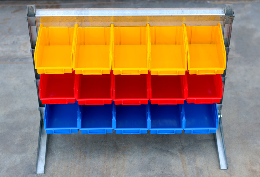 Настольный стеллаж с цветными пластиковыми ящиками МИНИ